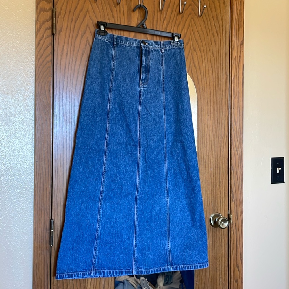 Vintage Maxi Denim Skirt, A-line, Eddie Bauer. Size 6.